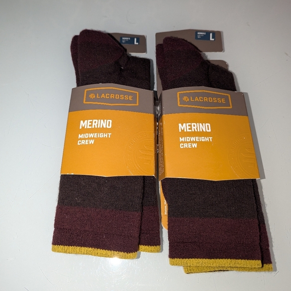 ❤️Lacrosse merino wool womens L crew arch support comfort NWT 2 Pairs - Picture 1 of 3
